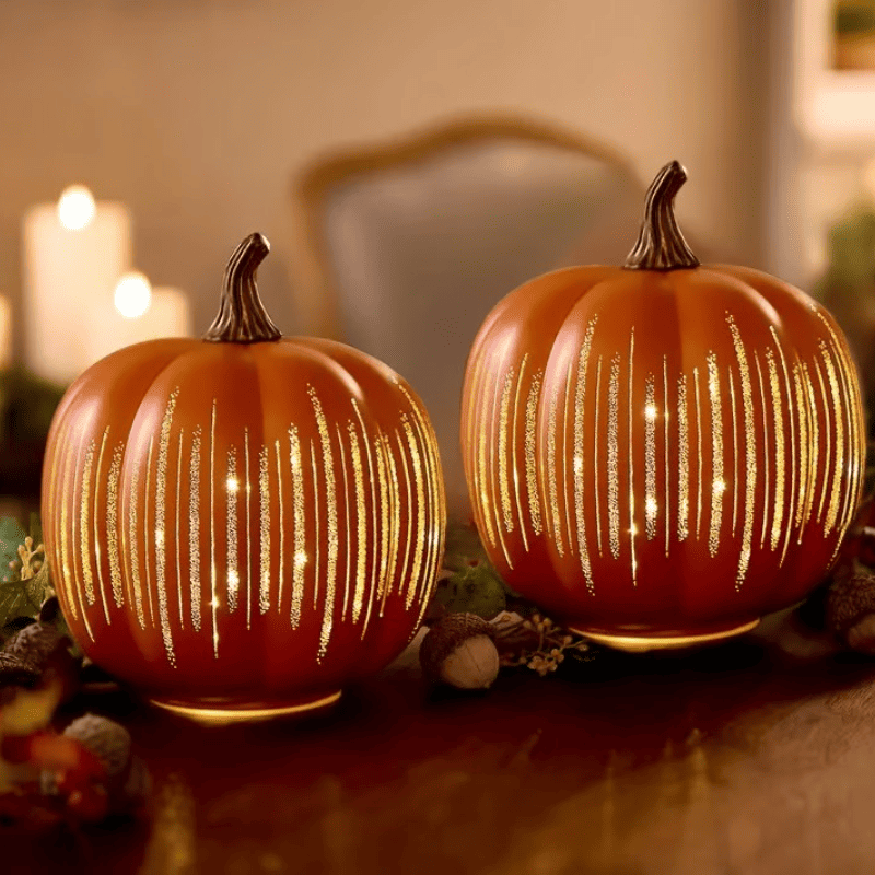 Calabazas de Cristal Iluminadas Starry Night – Encanto y Sofisticación en tu Decoración