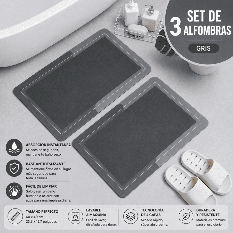 Alfombra de Baño Premium HydraMat™ – Tecnología de 4 Capas con Secado Instantáneo