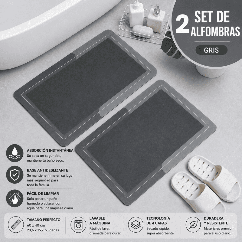Alfombra de Baño Premium HydraMat™ – Tecnología de 4 Capas con Secado Instantáneo