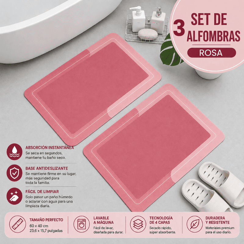 Alfombra de Baño Premium HydraMat™ – Tecnología de 4 Capas con Secado Instantáneo